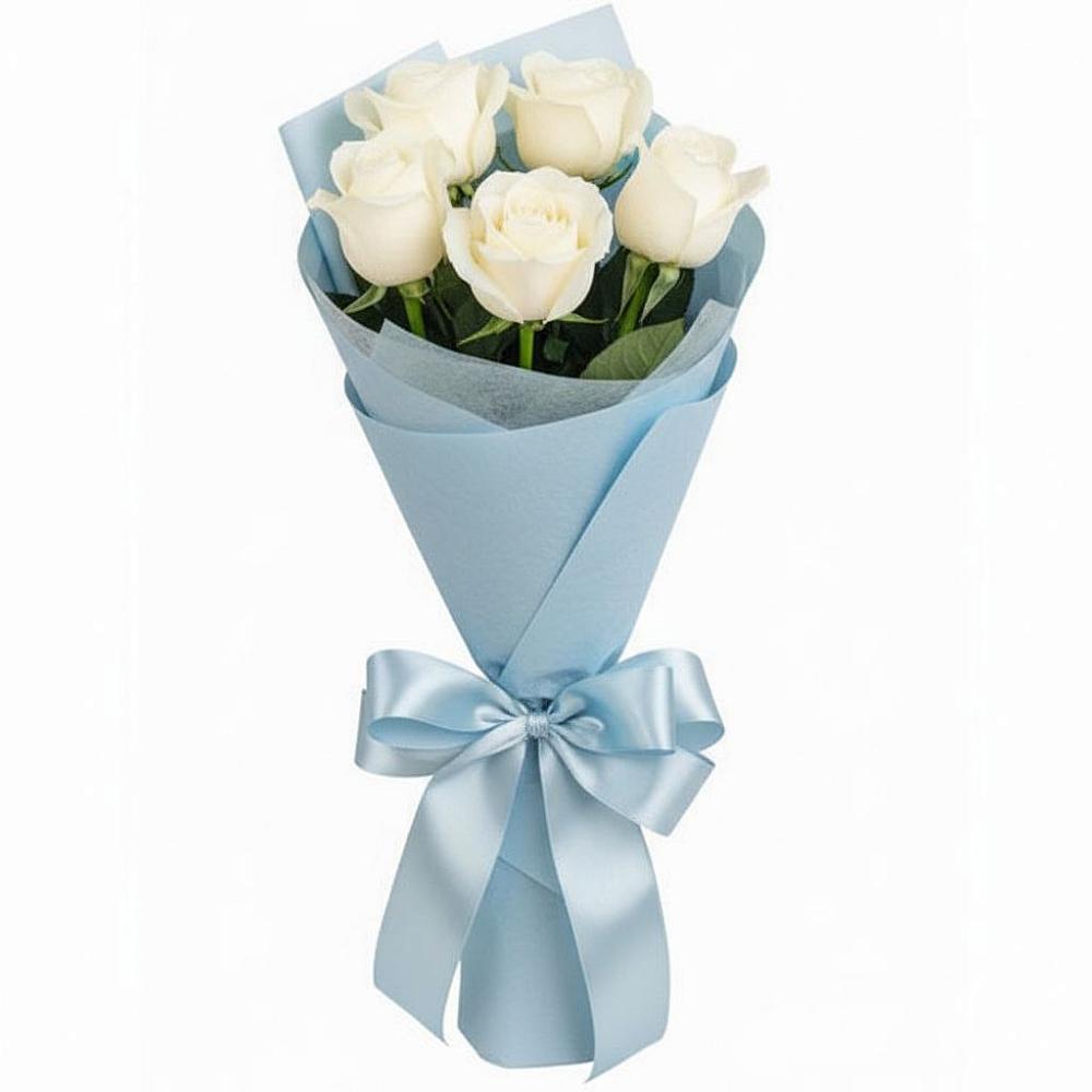 Букет 5 Белых роз Проуд в Красный Яр Самарская область