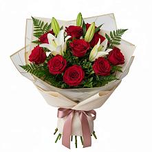Букет цветов из:  Лилии и Розы в Красный Яр Самарская область