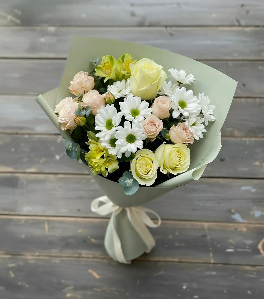 Букет цветов из: Альстромерии, Розы и Хризантемы в Красный Яр Самарская область