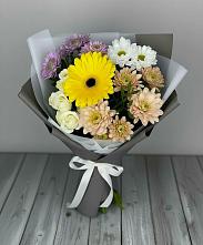 Букет цветов из:  Розы, Герберы и Хризантемы в Красный Яр Самарская область