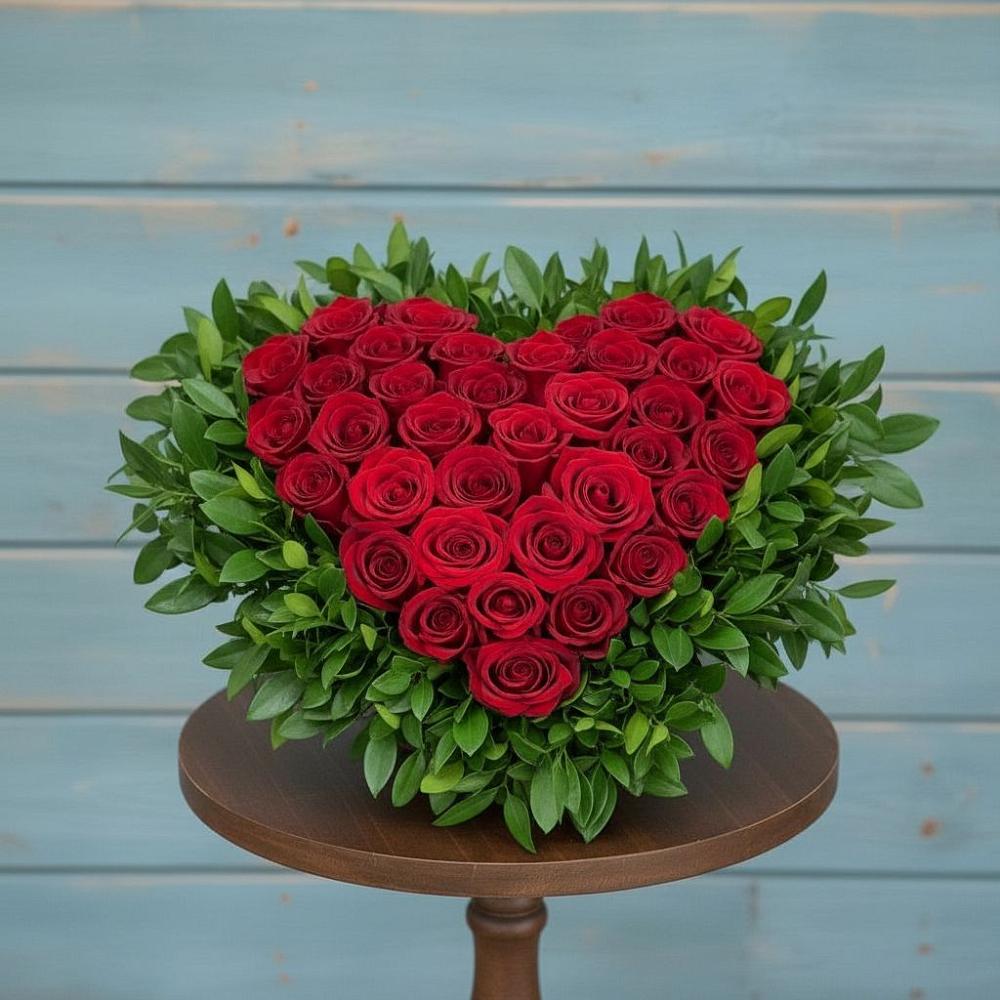 Цветочная композиция из Розы в виде сердца в Красный Яр Самарская область