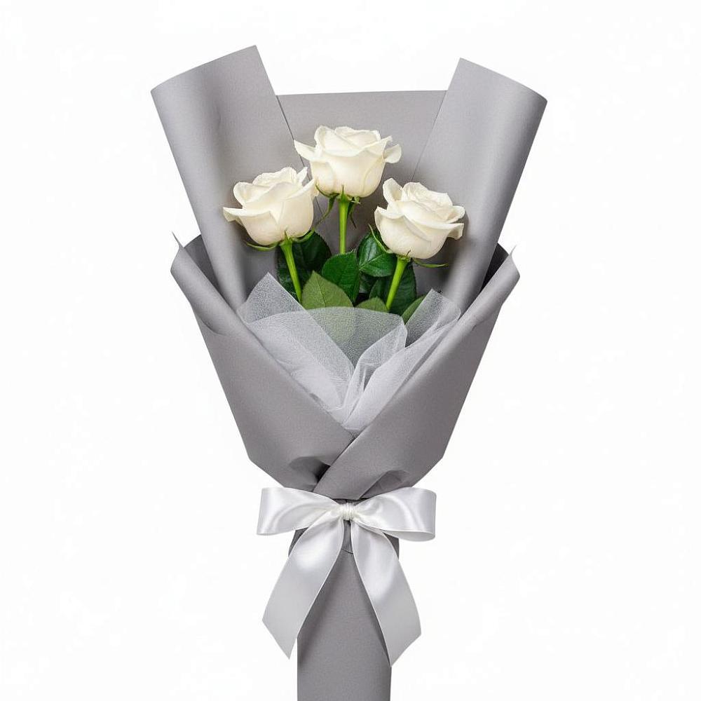 Букет 3 белые розы в Красный Яр Самарская область