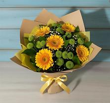 Букет цветов из:  Герберы и Хризантемы в Красный Яр Самарская область