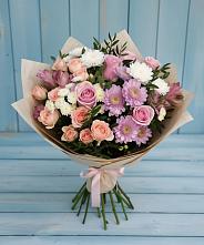 Букет цветов из:  Хризантемы, Розы и Альстромерии в Красный Яр Самарская область