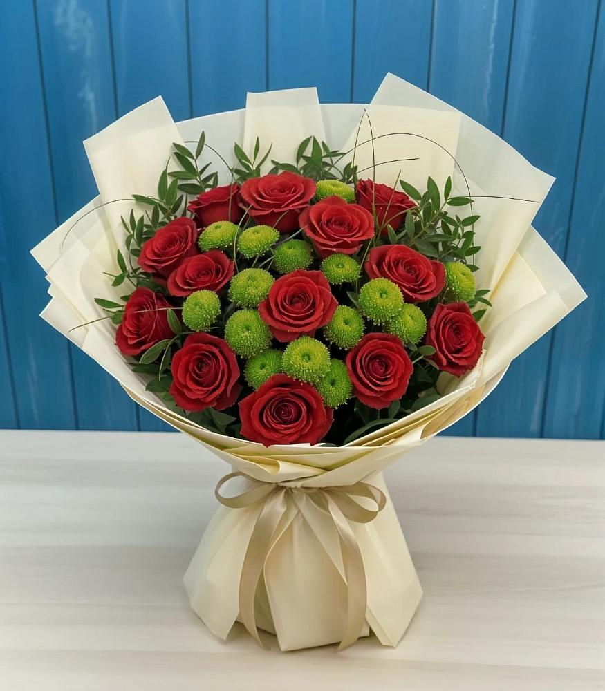 Букет цветов из: Розы и Хризантемы в Красный Яр Самарская область