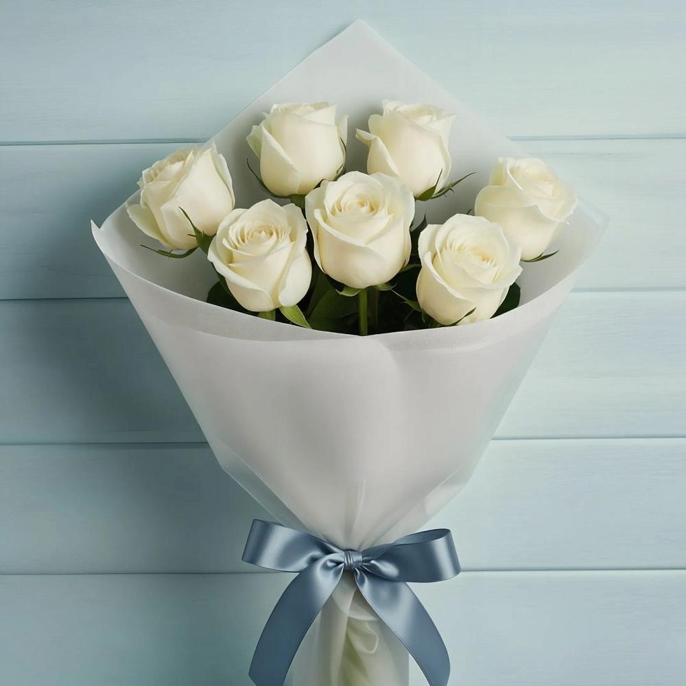 Букет 7 Белых роз Эдлесс Лав в Красный Яр Самарская область