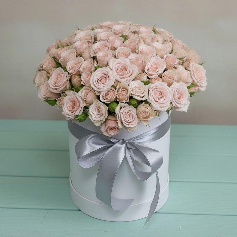 Цветочная композиция из Розы в шляпной коробке в Красный Яр Самарская область